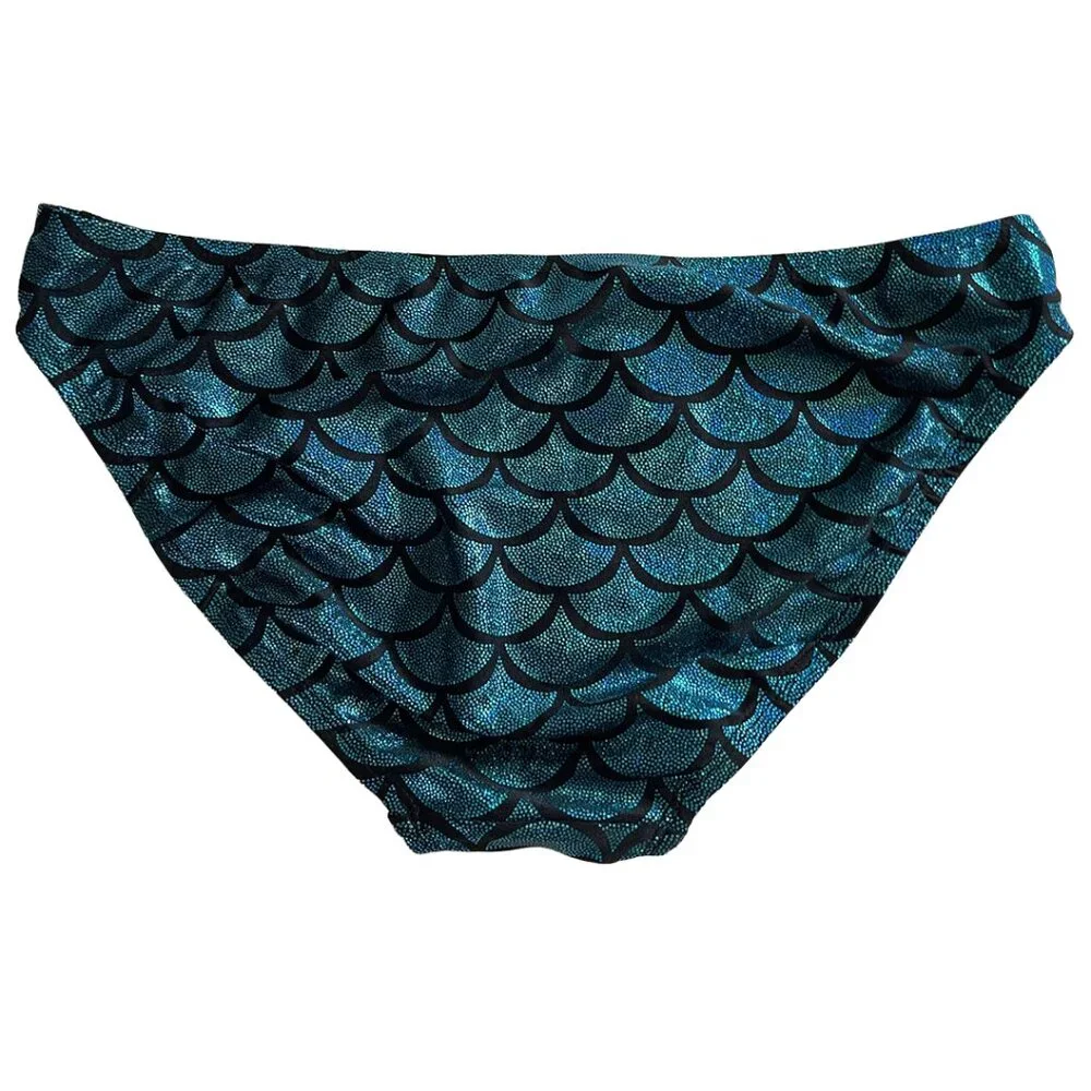 Living Dead Clothing Mermaid Bikini Bottom | Teal Foil Scale Goth Swimwear